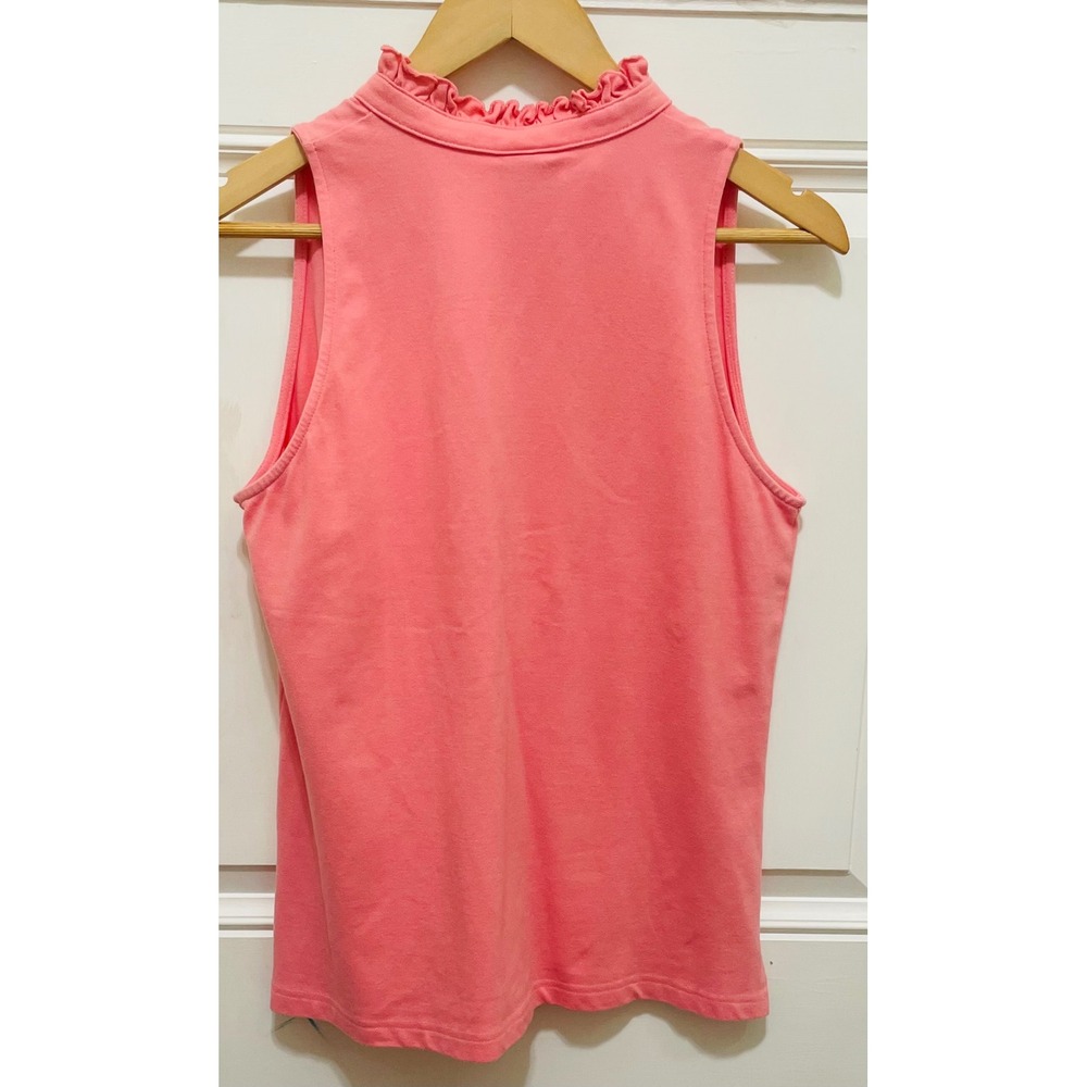 Tracy Negoshian Ruffle Collar Sleeveless Top Tank Preppy‎ Pink XL - Picture 3 of 3